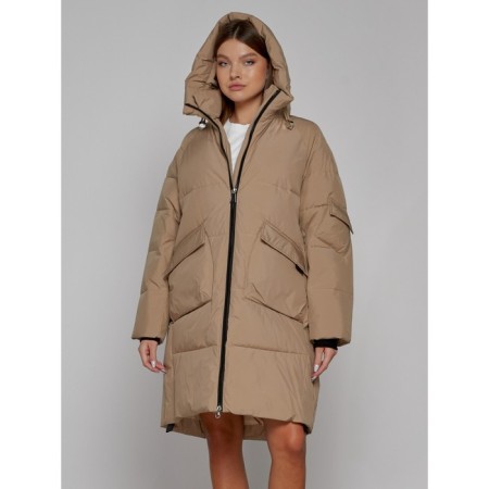 Coat insulated winter female, size 50, color light brown-4