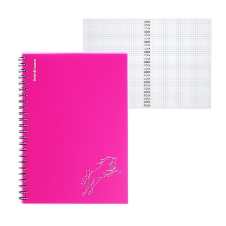 Notebook A5 80 sheets in a cage on a spiral Erichkrause Silhouette, with a plastic cover pink,