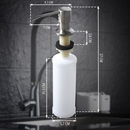 Suncture dispenser for liquid soap or dishwashing meals, 350 ml, chromium color-1