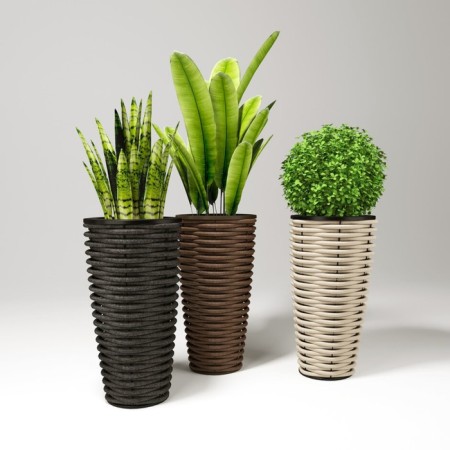 Wazon woven, 2 items: internal and outer capacities, 20 and 40 l, brown, deckwood-1
