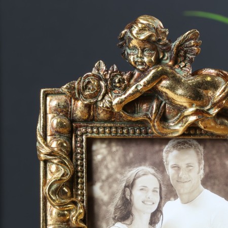 Photo frame Polystone 10x15 cm "Angel" Gold 24.5x15.5x4 cm-2