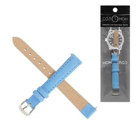 Solomon watch strap, 12 mm, genuine leather, L-20 cm, blue