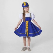 Russian folk costume, dress, kokoshnik, height 122-128 cm, 6-7 years old, blue color
