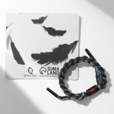 Bracelet "Japan" wicker, ornament, black and gray color-3