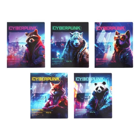 Notebook 12 sheets, in a cage, Cyberpunk, covered Cardboard Cover, UV-Lalam Taste, Mix
