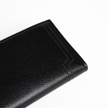 Male purse without fastener, department for bills, for maps, for coins, black color-2