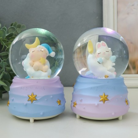 Souvenir Polystone Water Ballion Music, light "Beasts on the clouds" MIX 12.5x8.2x8.2 cm
