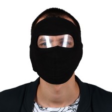 Protective mask with a visor, fleece, size adjustable, black