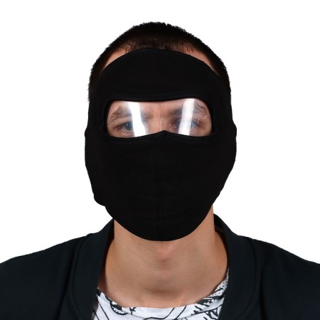 Protective mask with a visor, fleece, size adjustable, black