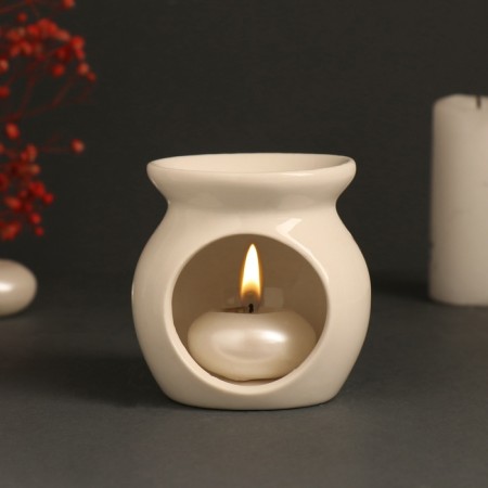 Aroma lamp ceramics "Inhale... exhale..." White 7.2x7.2x7.8 cm-5