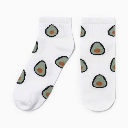 Women's socks "avocado", white color, rr 25