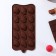 Form for chocolate of the “shells”, silicone, 22 × 10.5 × 1 cm, 15 cells (2.7 × 3.4 cm), brown color