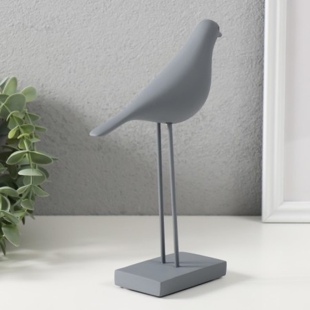Souvenir Polystone "Bird - Long legs" gray 22x15 cm-1