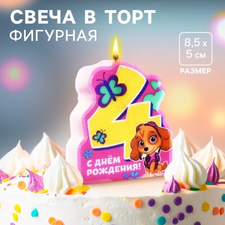 Candle in cake number 4 "Happy Birthday", puppy patrol-2