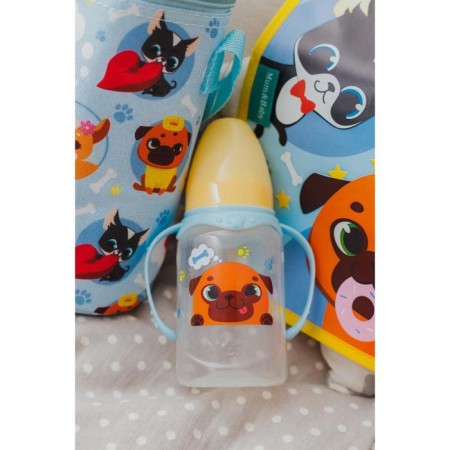 A bottle for feeding "Trend. Dogs ”, classic throat, 150 ml., 3 months, cylinder, with handles, blue color-6