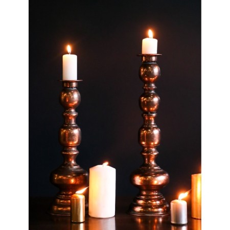 Summary Metal for 1 candle "Hermeta" aged bronze 13.5x13.5x36.5 cm-3