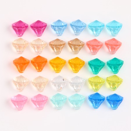 Crystals are plastic decorative, set of 120 g, size 1 pc. - 1 × 1.2 cm, color mix-3