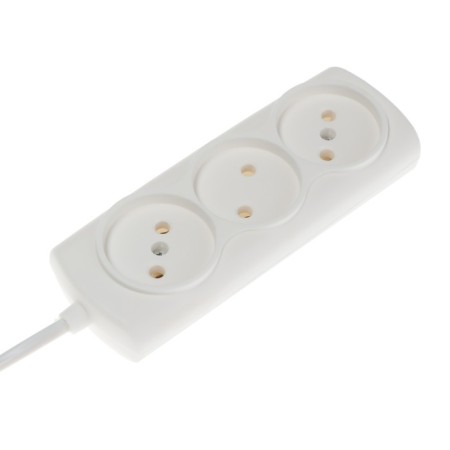 Extension cord Luazon Lighting Eco, 3 sockets, 2.7 m, 6 A, 1300 W, SHVVP 2x0.75 mm2, without salary, white-1