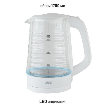 Electric kettle JVC JK-KE1512, glass, 2200 watts, 1.7 l, white-4