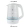 Electric kettle JVC JK-KE1512, glass, 2200 watts, 1.7 l, white