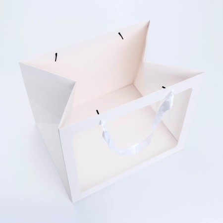 Gift package with a wide bottom and window 35 x 29 x 28 cm, white-1