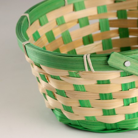 Wicker basket, d21xh24 cm, green, bamboo-1