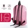 A backpack with a zipper, an outer pocket, 2 side pockets, pink color