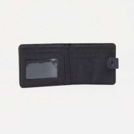 Men's purse on the button, a department for bills, for cards, black color-3