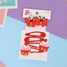 Shirley hair set (2 elastic bands 5 cm, 4 invisibility 5.5 cm) butterfly, red