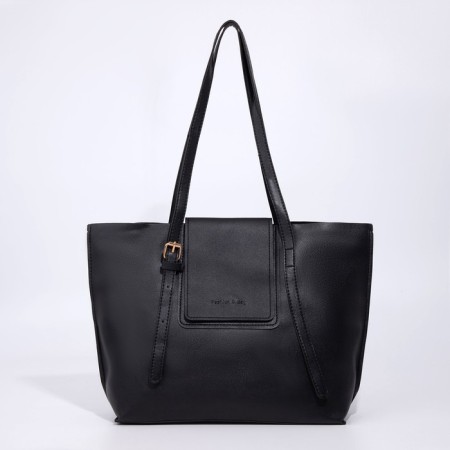 Soper bag with zipper, black color