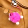 Fluffy on cable with a tambourine "Freak with green ears" bright pink 8 cm