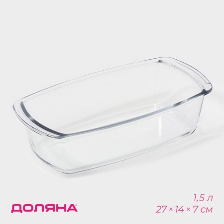 Form made of heat -resistant glass for baking and baking rectangular shade "Cupcake", 1.5 l, 27 × 14 × 7 cm