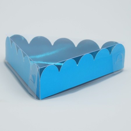 Cookie box, confectionery packaging with PVC lid, “blue”, 18 x 3 cm-1