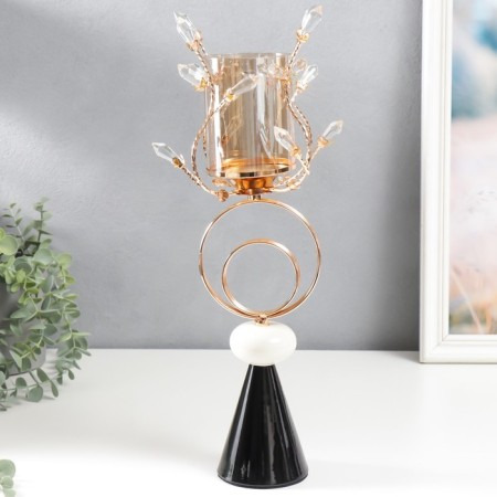 Summary Metal for 1 candle "branches with crystals. Two rings" Gold 38x17x17 cm-1