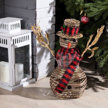 LED figure "Snowman" 24 × 50 × 15 cm, textiles, metal, batteries AAX2 (not in the kit), glow warm white-8