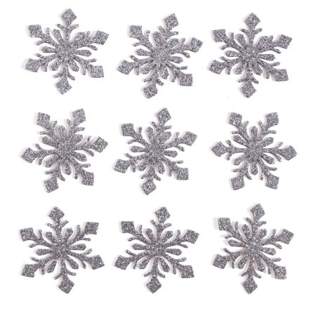 Decor "Snowflakes", set 9 pcs., Color silver-1