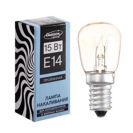 Incandescent lamp, 15 W, E14, 220 V, for refrigerators and sewing machines, transparent-1