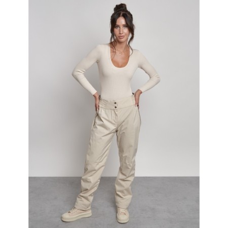 Warmed female trousers, size 48, beige color
