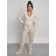 Warmed female trousers, size 48, beige color