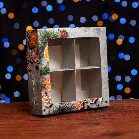 Box for sweets 4 pcs, 12.6 x 12.6 x 3.5 "spicy"