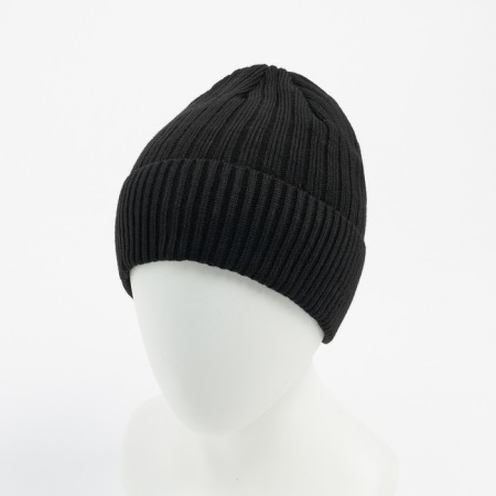 Men's hat with fleece lining, color black mix, size 56-58-3