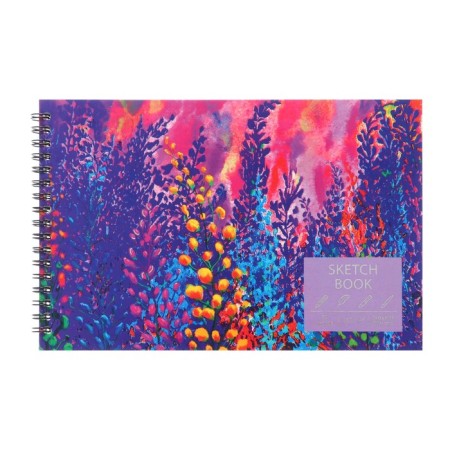 A5+sketchbook, 30 sheets, on the crest "lupine", solid cover, glossy lamination, foil embossing, block 180 g/m2