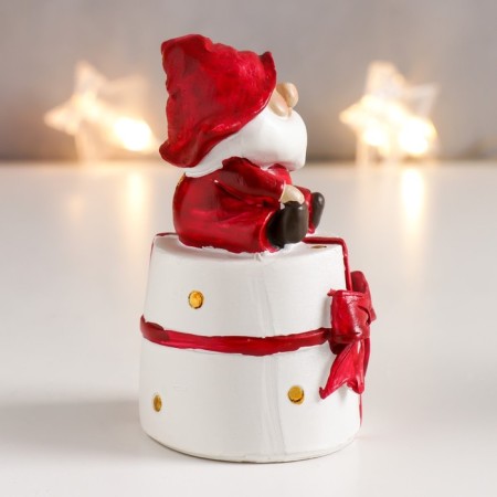 Polystone souvenir "Grandfather Frost in the dwarf cap on the gift" MIX 9x5x4 cm-2