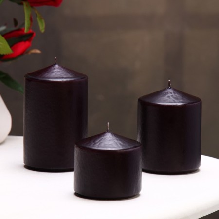 Set of candles - cylinders 3B1 (6x11 cm, 6x8 cm, 6x6.5 cm), black-1