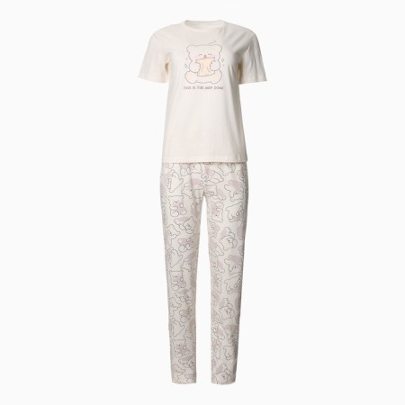 Female home set (T -shirt, trousers), dairy color, size 44-4