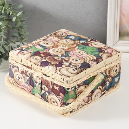 Casket for needlework "Plush cubs" 20x20x11 cm-4
