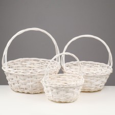 Set of wicker baskets, willow, 3 pcs., White color