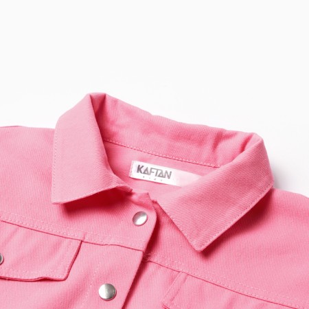 Рубашка для девочки джинсовая, укороченная KAFTAN, размер 34 (122-128 см), цвет розовый-1