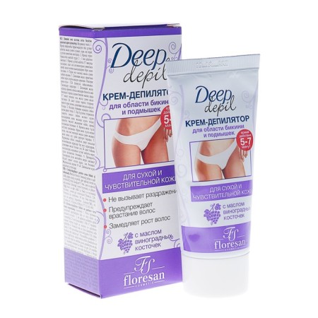 Floresan Deep Depil cream for bikini and armpits with grape seed oil, 50 ml
