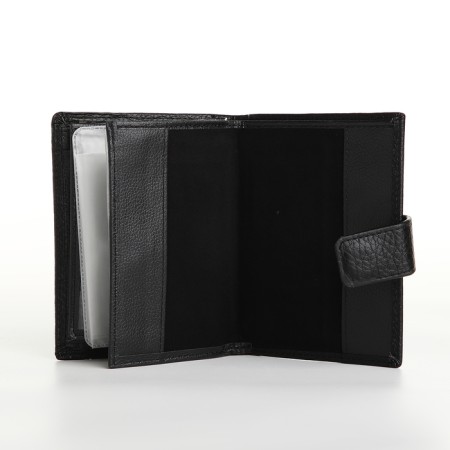 Male purse on magnet 3 in 1, department for auto documents, passports, black color-5